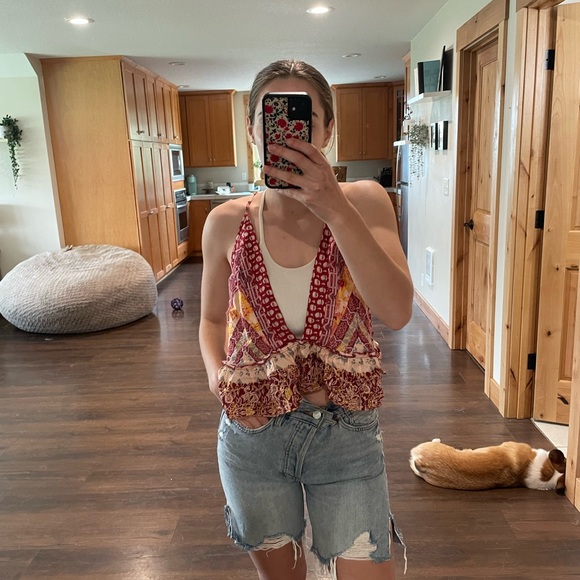 Free People Floral Flowy Tank Top Medium - Picture 2 of 6